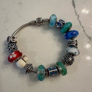 Silver Pandora Charm Bracelet with Charms